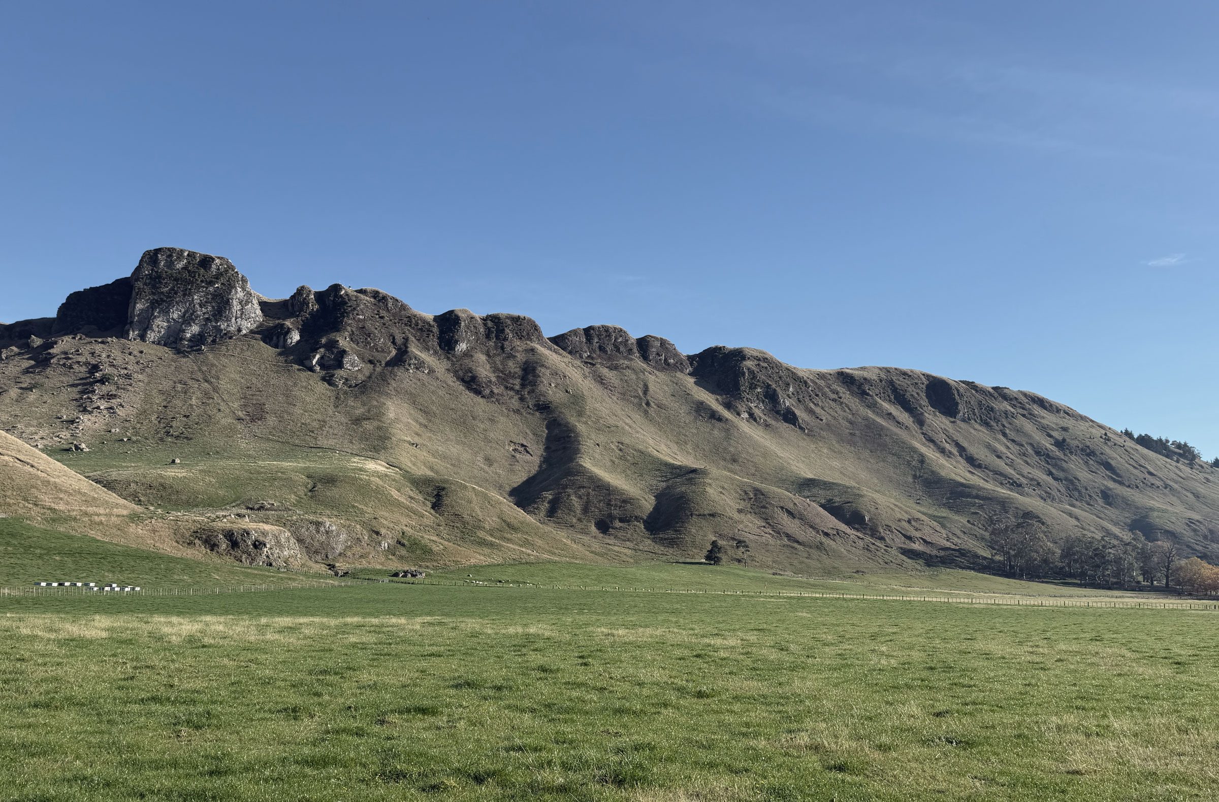 The paddocks below the cliffs